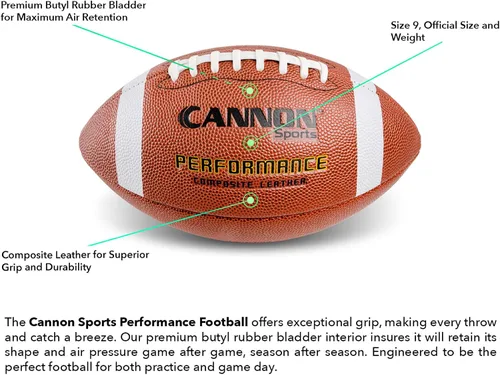 Miniatura 3 de Cannon Sports Official Size Football - Composite Leather Football with Extra Grip & Durable Construction for All-Weather Play – Regulation Size Ball