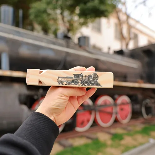 Miniatura 5 de 8 piezas de juguete musical de silbato de tren de madera para niños (4 tonos)