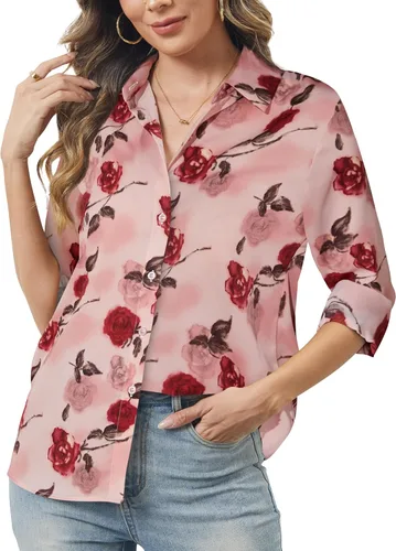 Miniatura 44 de Camisas de manga larga con botones para mujer, básicas, clásicas, suaves, con cuello a la moda, elegantes y casuales