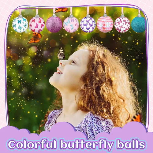 Miniatura 3 de Zeyune 16 adornos de árbol de primavera de 1.97 pulgadas, decoraciones de mariposa de verano para árbol pequeño, adornos de bolas de vacaciones