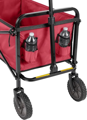 Miniatura 4 de Amazon Basics - Carrito plegable resistente para exteriores, para deportes al aire libre, camping, jardín y compras, capacidad de peso de 265 Rojo