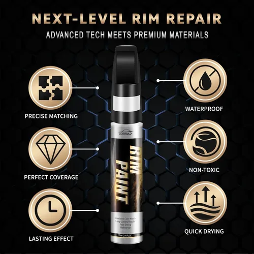 Miniatura 2 de Pintura de retoque para llantas negro mate, bolígrafo de pintura eficiente para llantas de metal, también combina con negro mate, reparación rápida