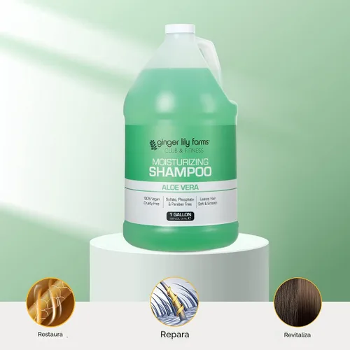 Miniatura 5 de Ginger Lily Farms Club & Fitness Champú hidratante para todo tipo de cabello, 100% vegano y libre de crueldad, aroma a aloe vera, repuesto de 1