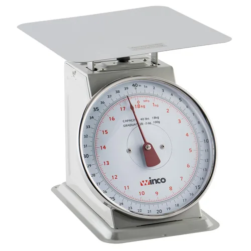 Winco Escala de 40 libras/40.1 lbs con esfera de 8 pulgadas, mediana, blanca, acero