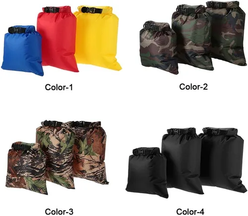Miniatura 9 de Paquete de 3 bolsas secas impermeables de 3 L + 5 L + 8 L al aire libre ultraligeras para kayak, rafting, canotaje, natación, campamento