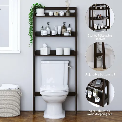 Miniatura 5 de UTEX Almacenamiento sobre el inodoro, estantes de baño de 3 niveles sobre el inodoro, organizador de baño detrás del inodoro (espresso)