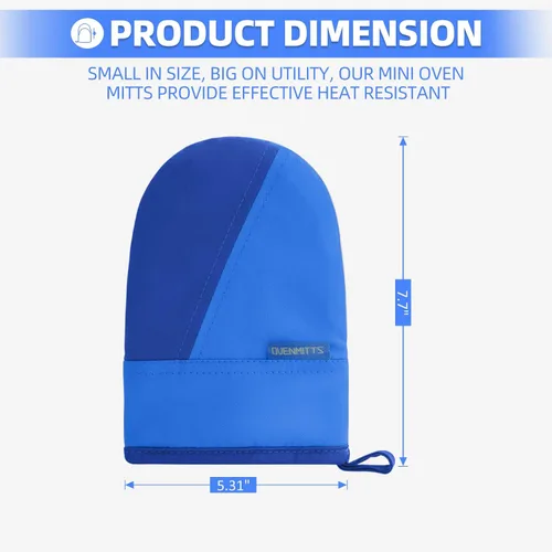 Miniatura 2 de Mini guantes para horno, guantes para horno de cocina, guantes de cocina de 500 grados resistentes al calor, superficie de silicona antideslizante