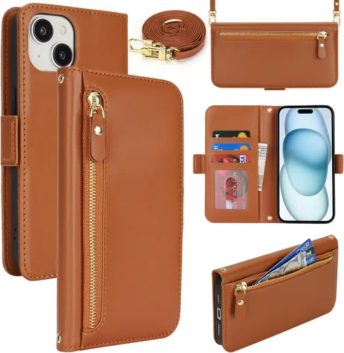 Miniatura 58 de Lipvina Funda tipo cartera para iPhone 12 Pro Max / 13 Pro Max para mujeres, bolsillo con cremallera, funda de teléfono de cuero PU con soporte