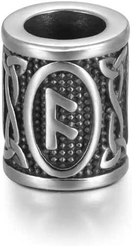 Miniatura 21 de 5 cuentas vikingas de acero inoxidable, cuentas espaciadoras de metal, cuentas espaciadoras de agujero grande, cuentas de tubo de plata antigua
