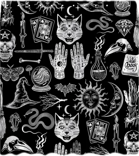 Miniatura 3 de Cortina de ducha de bruja de Halloween, color negro, espeluznante, alquimia gótica, psíquica, espeluznante, calavera, esqueleto, tablero de Ouija