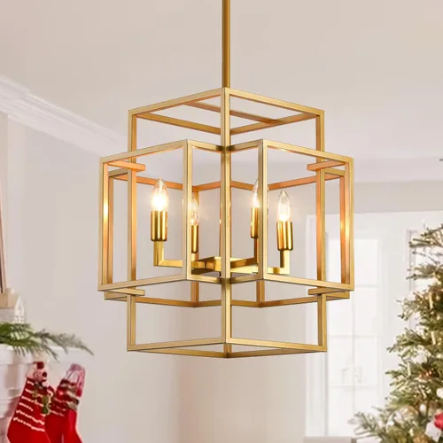 Miniatura 10 de Candelabro de techo alto para vestíbulo: 8 luces de granja para entrada, lámparas colgantes grandes industriales para entrada, escalera, pasillo