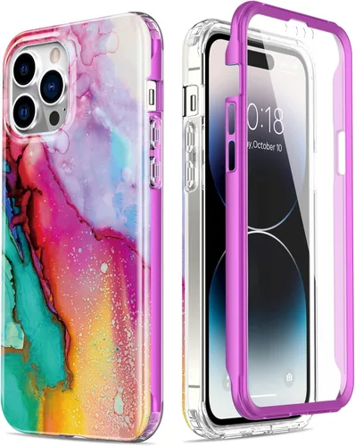 Miniatura 18 de Esdot Funda para iPhone 14 con Protector de Pantalla Integrado, Funda Resistente de Grado Militar con Diseños de Moda para Mujeres y Niñas, Funda