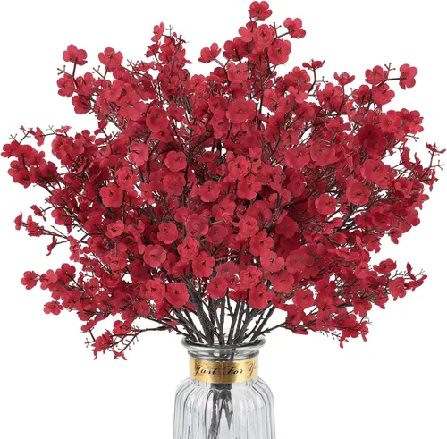Miniatura 9 de 8 piezas flores artificiales de aliento de bebé, flores de seda amarillas de tacto real, flores falsas para jarrón, hogar, oficina, boda, Navidad