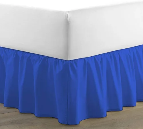 Miniatura 21 de Falda de cama con volantes (individual, color azul aguamarina) de 18 pulgadas de caída con volantes, con plataforma, 100% algodón de 800 hilos