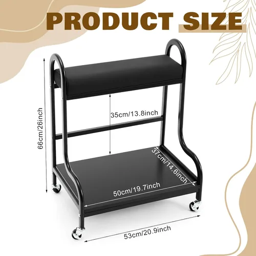 Miniatura 2 de Geelin Carrito de pedicura, carrito de baño de pies, carrito portátil para descanso, masaje y pedicura, taburete con cojín, suministros de spa