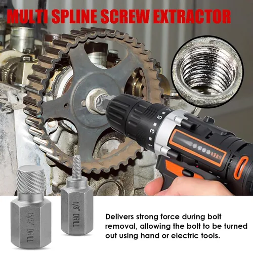 Miniatura 5 de Juego de 35 piezas de extractor de tornillos, broca de mano izquierda inversa de Cr-Mo 37# y 6542#, kit de extracción de tornillo Allen de múltiples