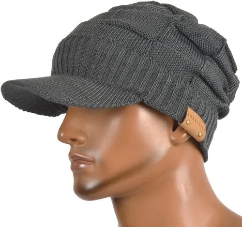 Miniatura 3 de Gorro de punto para hombre con visera Skullcap Cadet Newsboy Cap Ski Winter Hat