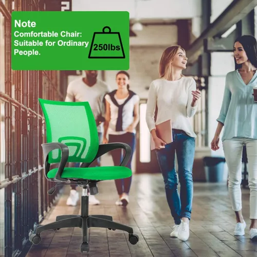 Miniatura 4 de BestOffice Silla de oficina ergonómica Silla giratoria de escritorio con respaldo medio Respaldo transpirable y soporte lumbar Altura Verde