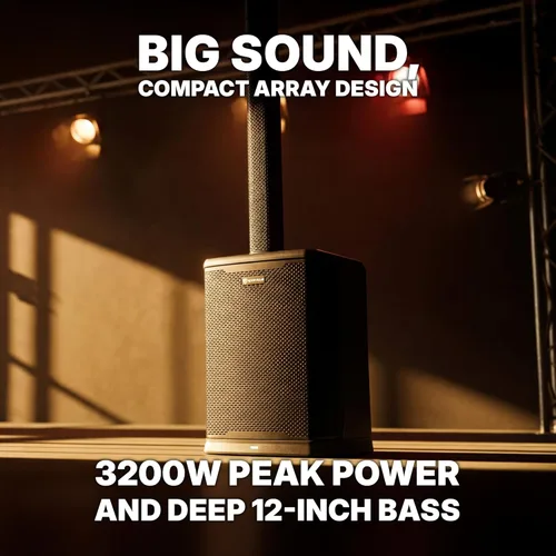 Miniatura 9 de Rockville Titan MIX12A 3200W Peak Sistema PA de columna alimentado de 12 pulgadas con subwoofer, mezclador de 8 canales, audio Bluetooth, DSP