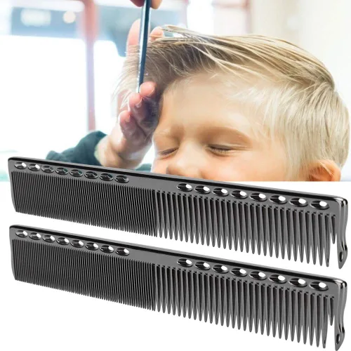 Miniatura 6 de Peines de peluquería de metal, peines profesionales de acero inoxidable para peluquería, peine desenredante (negro)