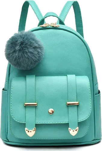 Miniatura 13 de I IHAYNER Mochila de moda para niñas, mini mochila para mujeres, adolescentes y niñas, monederos de piel sintética con pompón, bolsa de hombro