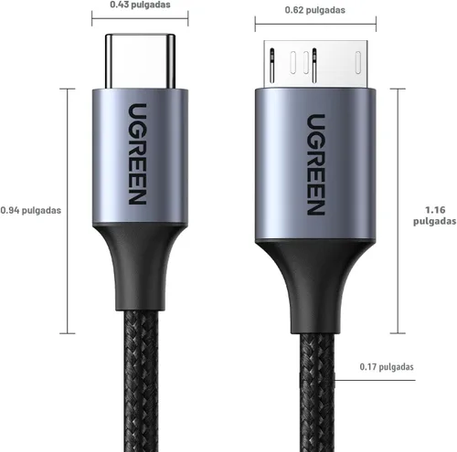 Miniatura 8 de UGREEN 10 Gbps Cables de disco duro Micro B a USB C, 1.5 pies USB C a Micro B, cable de disco duro externo compatible con MacBook Pro/Air