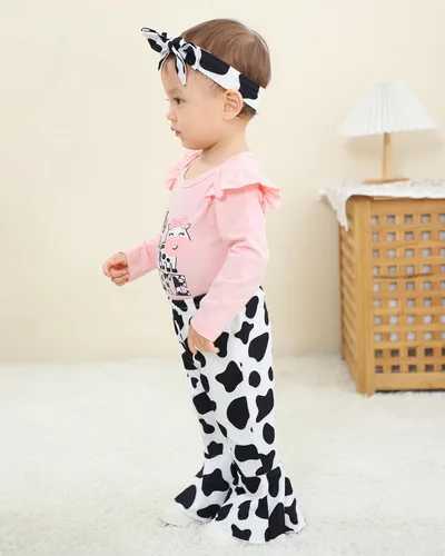 Miniatura 8 de Renotemy Conjunto de ropa para bebé recién nacida, mameluco con volantes, pantalones florales, lindo conjunto de ropa para bebé niña