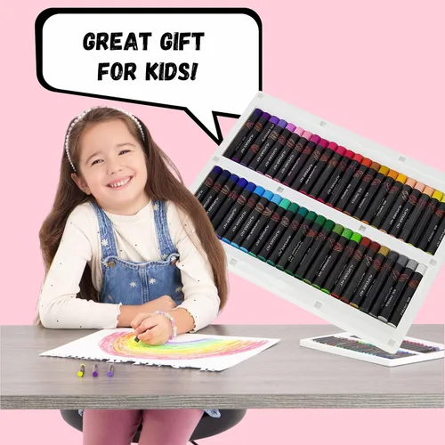 Miniatura 2 de Pasteles al óleo para niños, 48 colores pasteles para niños, suministros de arte perfectos para el aula, fáciles de mezclar con colores vibrantes