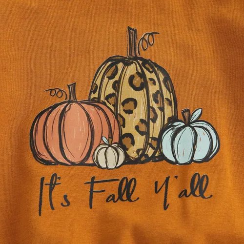 Miniatura 5 de Madjtlqy Conjunto de ropa de Halloween para bebé niña con estampado de calabaza con estampado de calabaza, camiseta de manga larga + pantalones