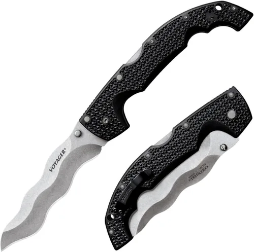 Miniatura 5 de Cold Steel Voyager Series - Cuchillo plegable con cierre de triple eje y clip de bolsillo, Negro, XL