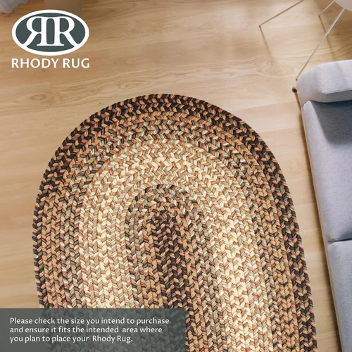 Miniatura 6 de Rhody Rug Easy Living EL33 Taupetone - Alfombra ovalada trenzada de 4 x 6 pies, decoración del hogar, tapete para piso o dormitorio, de fácil