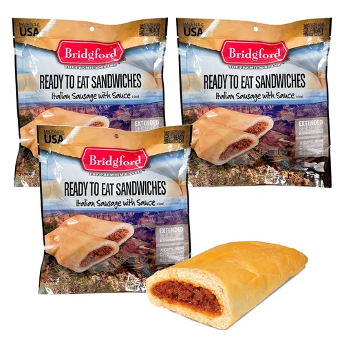Bridgford Salchicha italiana – Comidas de supervivencia de almacenamiento de alimentos – Paquete de 3 – Comida de campamento con sabor italiano para
