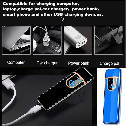 Miniatura 5 de Encendedor electrónico recargable por USB, mini pantalla táctil creativa, pantalla LED, resistente al viento, sin llama con cable de carga, silencio