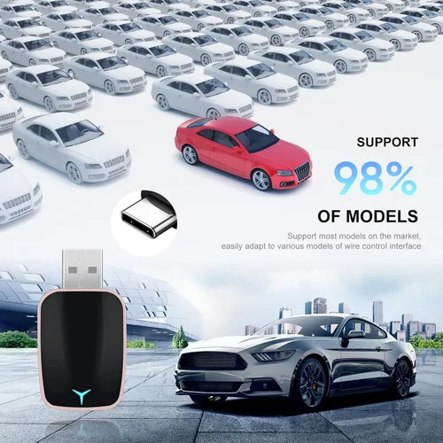 Miniatura 6 de CAMECHO Adaptador inalámbrico 2 en 1 para automóvil CarPlay Android Auto, adaptador inalámbrico Apple Car Play Android Auto, adaptador CarPlay