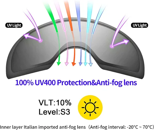 Miniatura 2 de Supertrip Gafas de esquí de nieve antivaho 100% protección UV gafas de esquí snowboard Marco negro/lente gris (Vlt 10%)