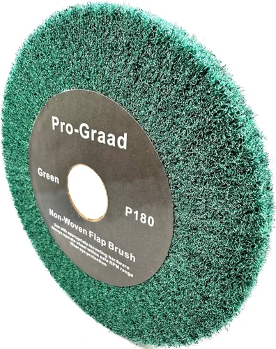 Miniatura 20 de Rueda de cepillo de solapa no tejida para amoladora de banco de 6" x 1" Negro, Grano 40 Extra Grueso, Desbaste y Limpieza, Granulado de Metal