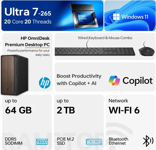 Miniatura 2 de HP OmniDesk (Envy Next Brand) M03 Tower Desktop para profesionales, Core Ultra 7 265 Rendimiento para multitarea y productividad, 16 GB DDR5 RAM, 1