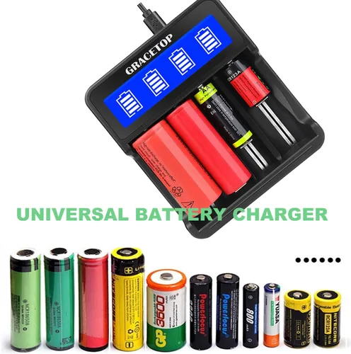Miniatura 2 de Cargador de batería 18650 Pantalla LCD de 4 bahías para batería recargable de 3.7 V/1.2 V para baterías de iones de litio 18650 14500
