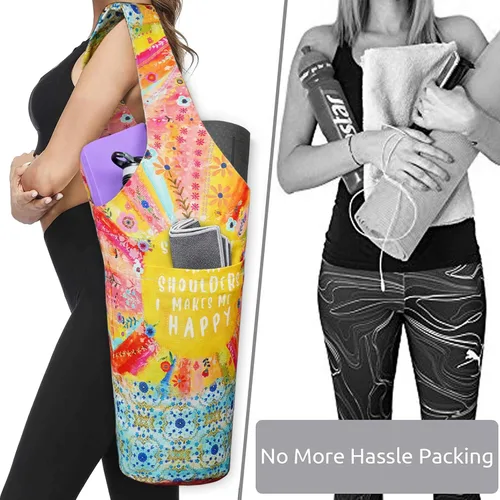 Miniatura 5 de Bolsa de esterilla de yoga impresa a la moda con bolsillo lateral grande y bolsillo con cremallera, bolsa larga de yoga que se adapta a la mayoría