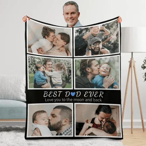 Miniatura 13 de Manta personalizada para el mejor papá, regalos personalizados para hombres, mantas personalizadas con fotos, texto para papá, marido, familia