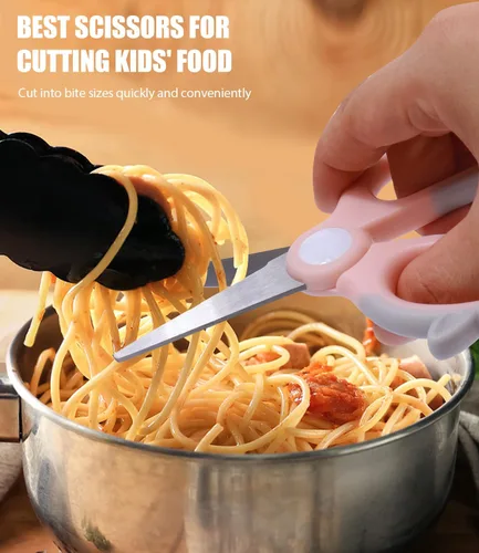 Miniatura 2 de Tijeras de comida para bebés, tijeras Kicthen - Paquete de 2 tijeras portátiles para niños saludables, tijeras de acero inoxidable con estuche