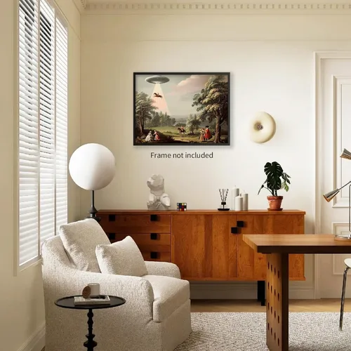 Miniatura 5 de Haitunone Arte de pared divertido y alucinógeno en forma de OVNI, póster único victoriano, paisaje en óleo sobre lienzo, impresiones para decoración