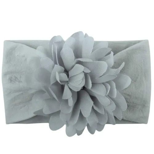 Miniatura 4 de Diademas de nailon suave para recién nacido, diseño de flores de gasa
