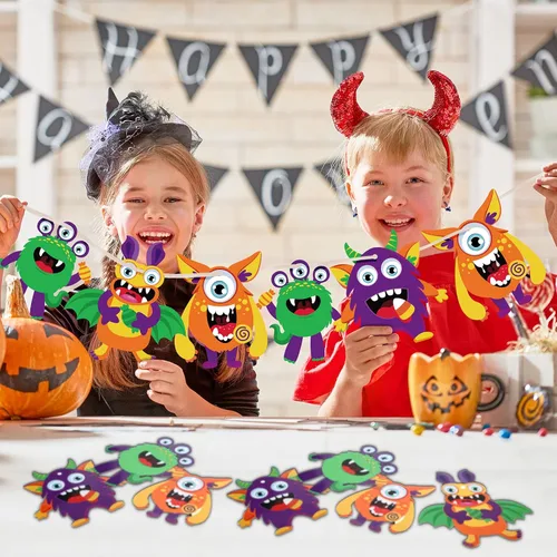 Miniatura 3 de Sumind 48 juegos de adornos de papel para manualidades de Halloween, kit decorativo de papel de Halloween, suministros de manualidades