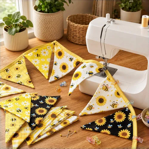 Miniatura 5 de SZRUIZFZ Bee Fat Quarters, paquetes de tela 100% algodón de 18 x 22 pulgadas, impresiones de panal de margaritas de girasol para acolchar, costura