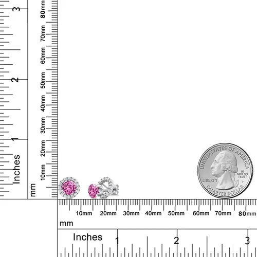 Miniatura 268 de Gem Stone King Aretes redondos de plata de ley 925 de 0.236 in con piedra natal extraíble para mujer