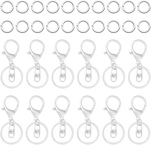 30 llaveros con cierre de langosta para fabricación de joyas, broches de metal giratorios con cierres giratorios, clips de gancho, anillo de llavero