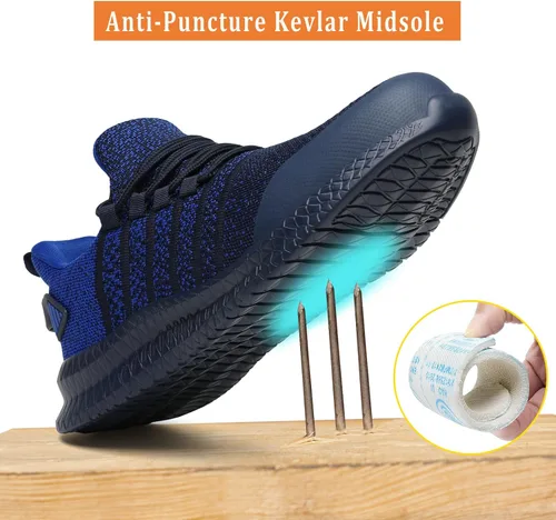 Miniatura 3 de Zapatos de punta de acero para hombres y mujeres, cómodos, ligeros, zapatos de seguridad para el trabajo, a prueba de pinchazos, antideslizantes