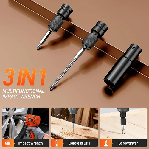 Miniatura 4 de Llave de impacto inalámbrica, 369 pies-libras (500 N.m), pistola de impacto sin escobillas de 1/2 pulgada, kit de destornillador de impacto