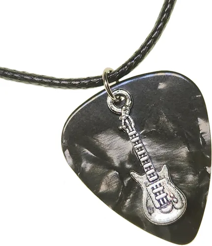 Miniatura 6 de Collar de púa de guitarra eléctrica y cadena de cordón de cuero vegano